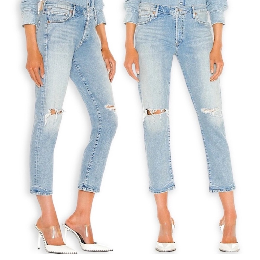 Citizens Of Humanity Blue Distressed Women's Cropped Jeans